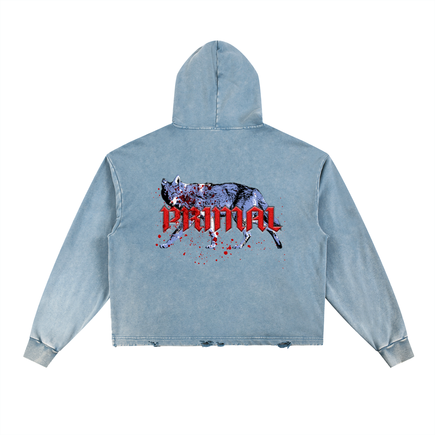 THE BLUE WOLF - DISTRESSED HOODIE