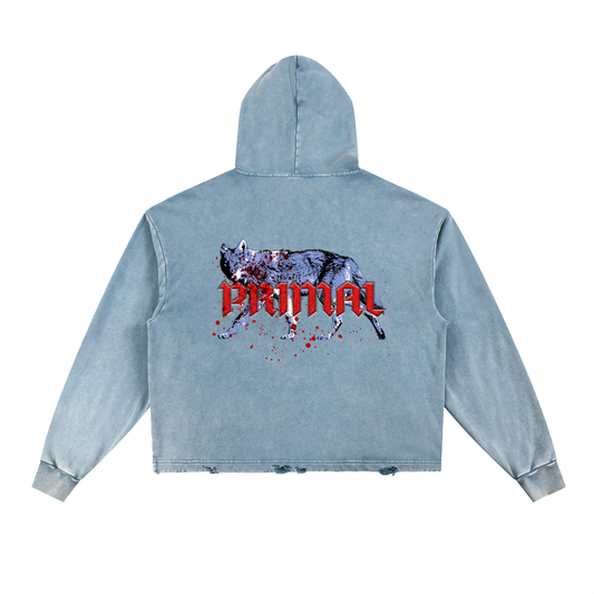 THE BLUE WOLF - DISTRESSED HOODIE